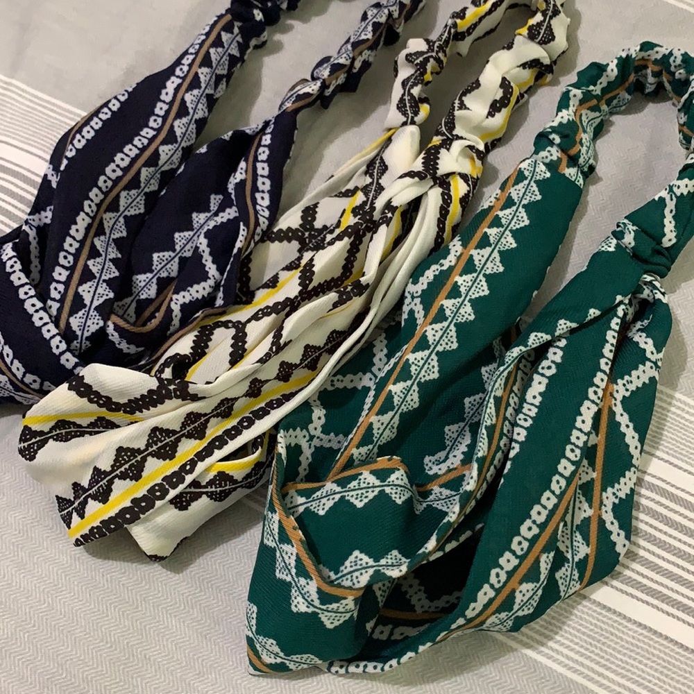 3 Pack Elastic Boho Headbands Geometric Design